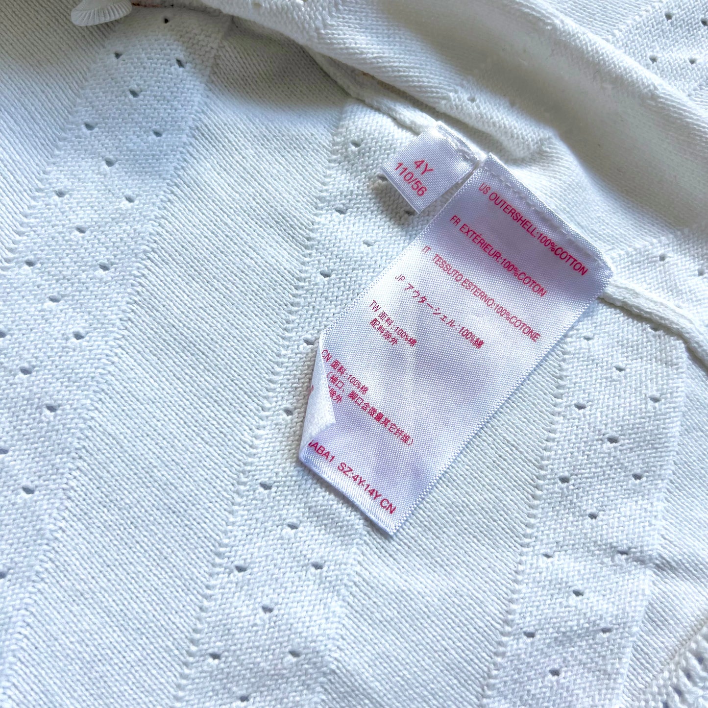 (Pre-loved) Nicholas & Bears White Cardigan 白色開襟羊毛衫 4Y
