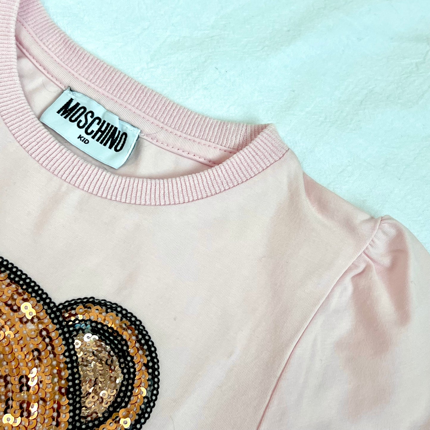(Pre-loved) Moschino Pink Bling Bear T-Shirt 粉紅色熊仔頭短袖衫 4Y