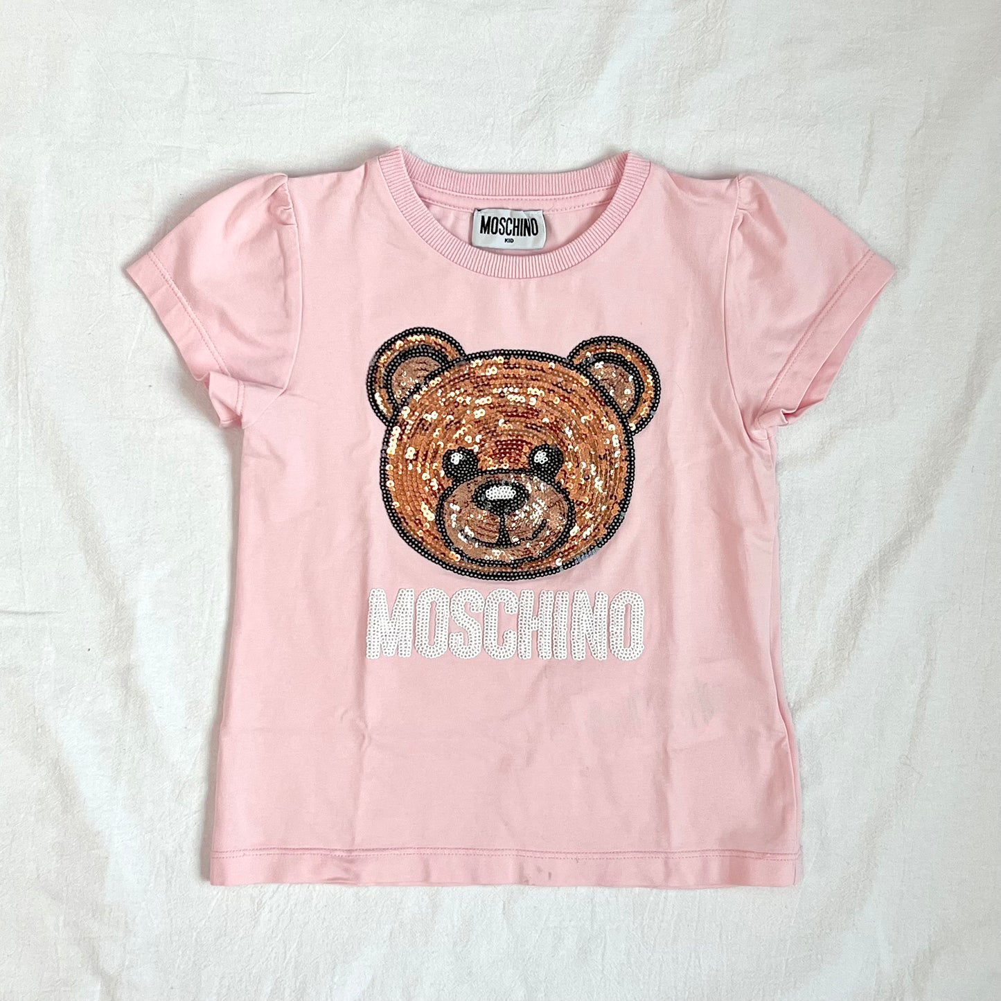 (Pre-loved) Moschino Pink Bling Bear T-Shirt 粉紅色熊仔頭短袖衫 4Y