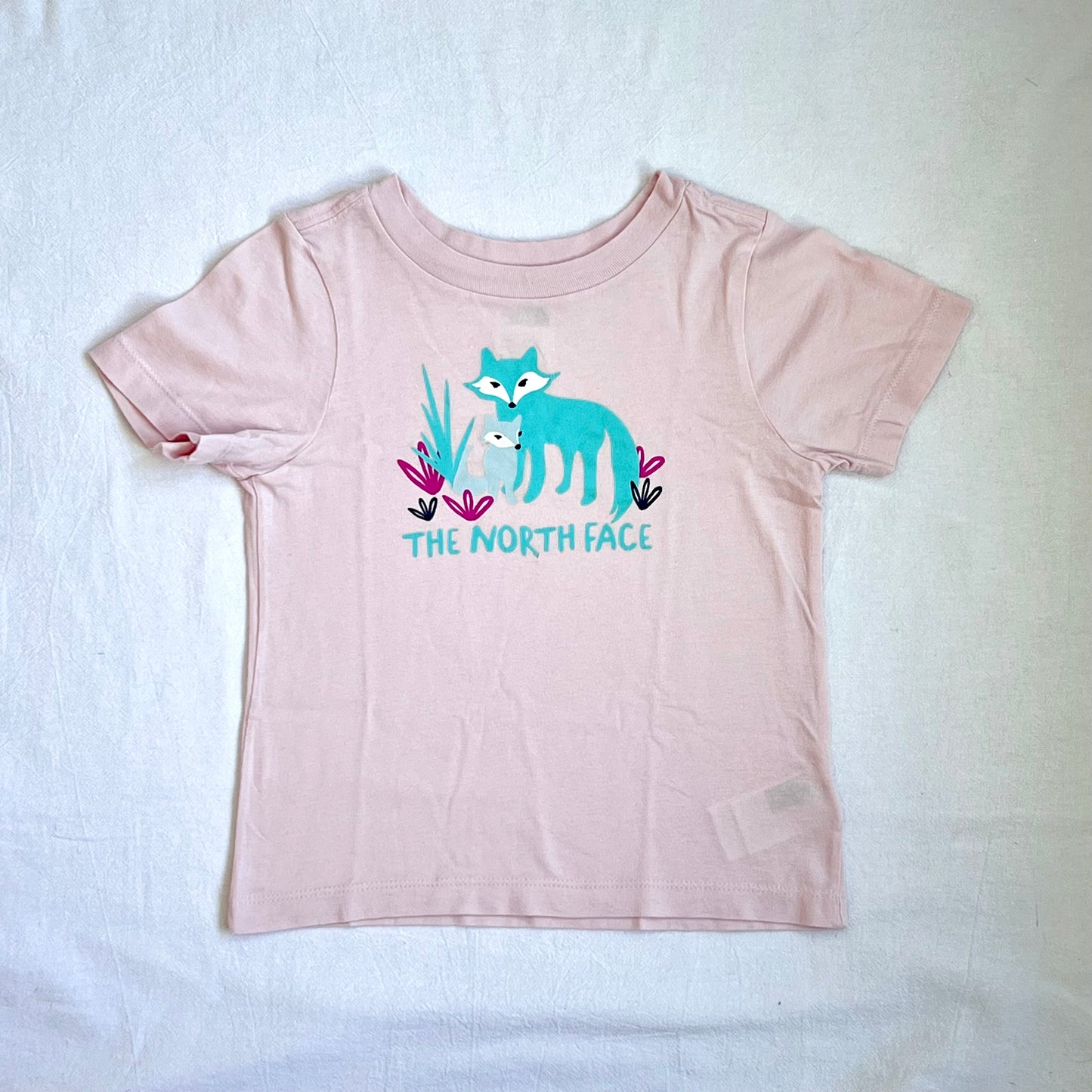(Pre-loved) The North Face Fox White T-Shirt 狐狸粉紅色短袖衫 3Y