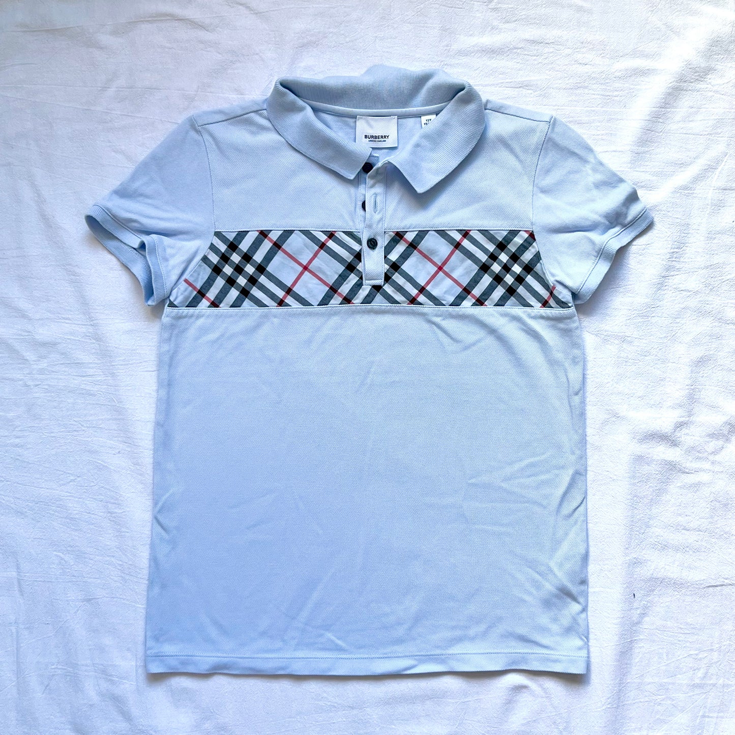 (Pre-loved) Burberry Light Blue T-Shirt 淺藍色短袖POLO衫 12Y