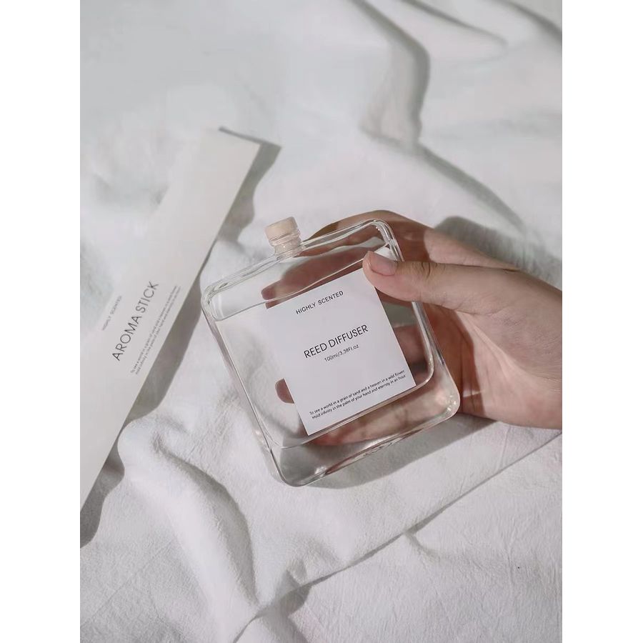 100ml Flat Square Diffuser Glass bottle 扁方形玻璃擴香瓶 (連蓋)