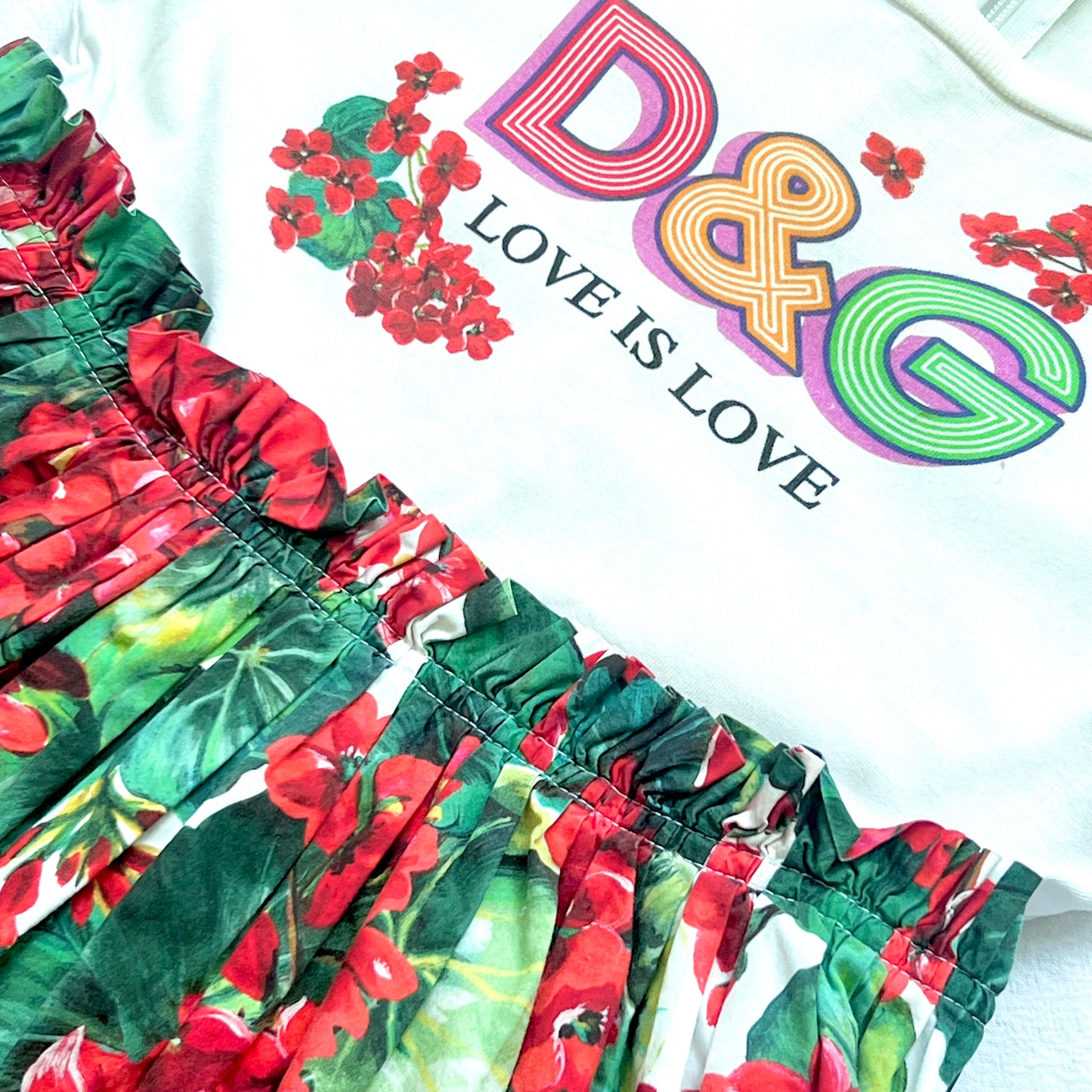 (Pre-loved) D&G Brand Love Floral Dress 女童白色連身裙 4Y
