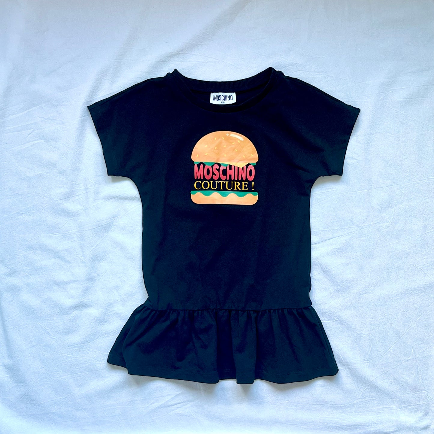 (Pre-loved) Moschino Black Burger T-Shirt Dress 女童黑色短袖裙 4Y