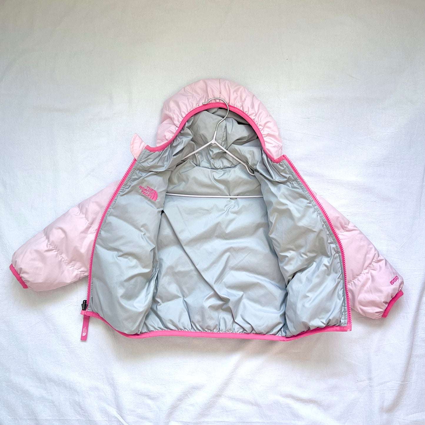 (Pre-loved) The North Face Pink 2-sided Down Jacket 粉紅色雙面羽絨褸 (remove tag) 2/3Y