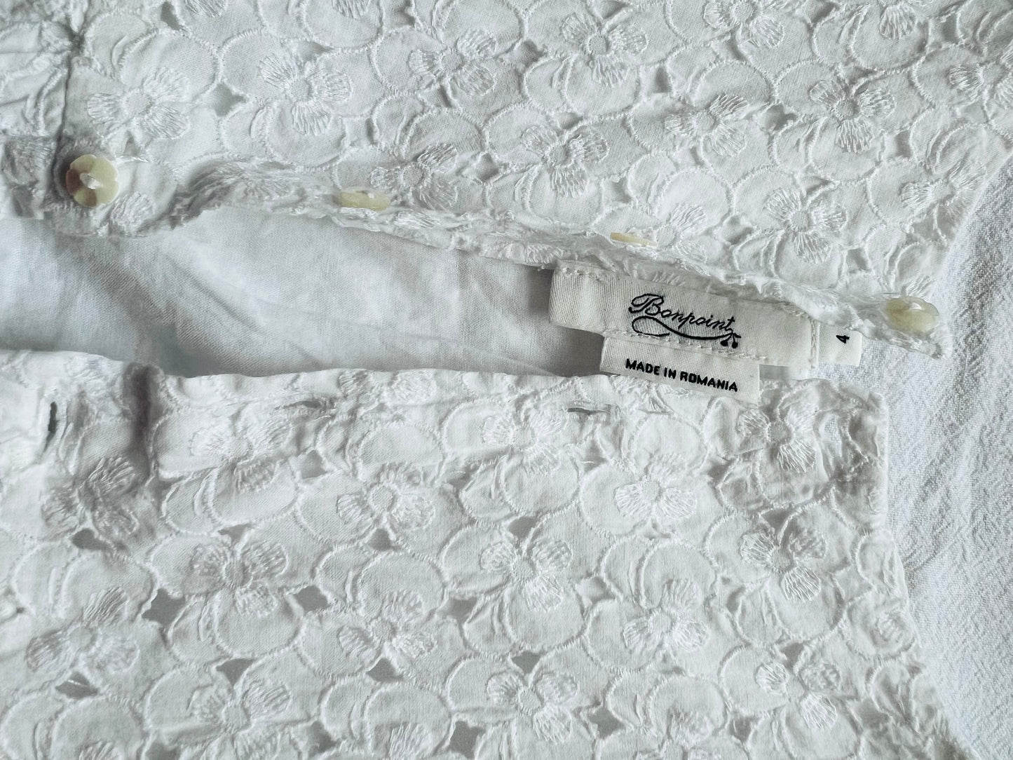 (Pre-loved) Bonpoint White Embroidered Sleeveless Dress 女童無袖連身裙 age4
