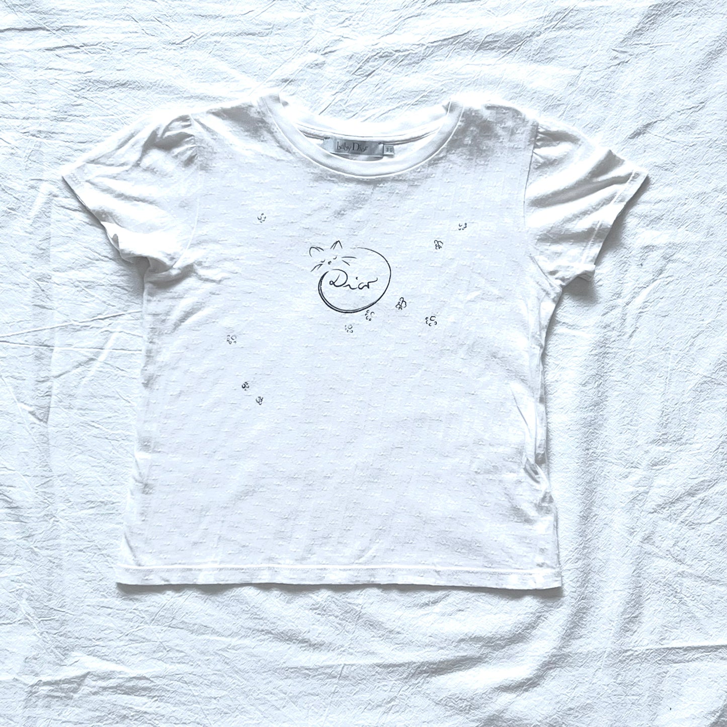 (Pre-loved) (Pre-loved) Baby Dior White Logo T-Shirt 女童白色短袖T恤 3Y