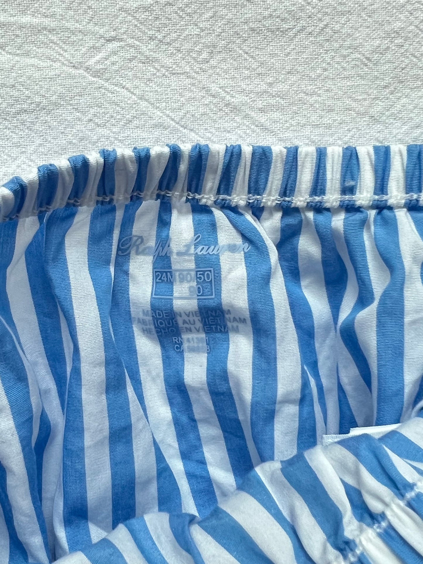 (Pre-loved) Ralph Lauren Long Sleeve Striped Shirt Dress 女童藍白條紋長袖裙 24M
