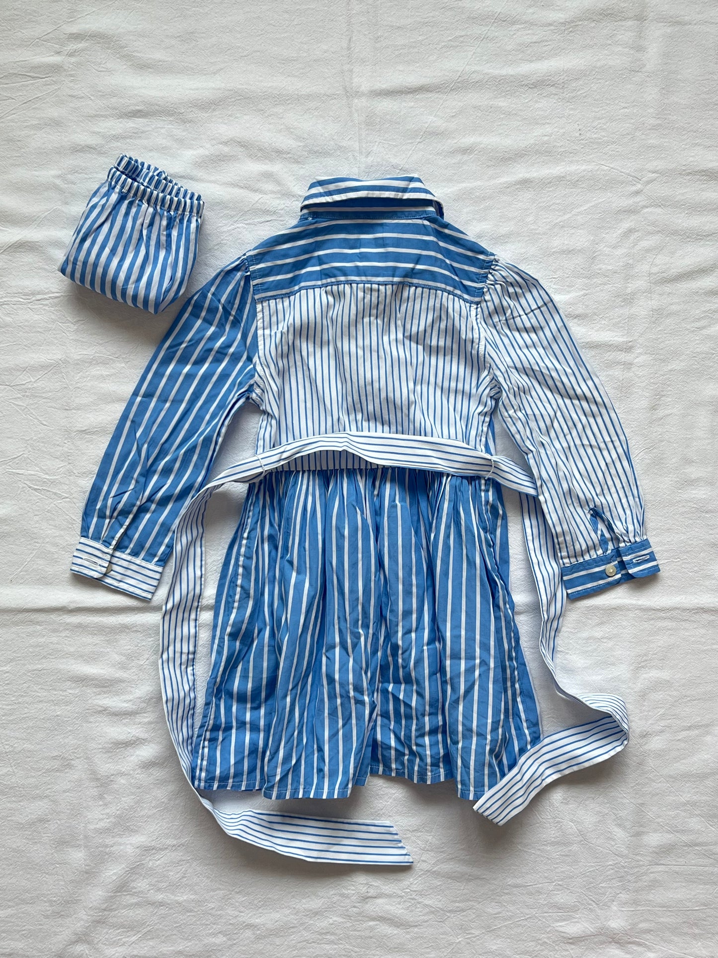 (Pre-loved) Ralph Lauren Long Sleeve Striped Shirt Dress 女童藍白條紋長袖裙 24M