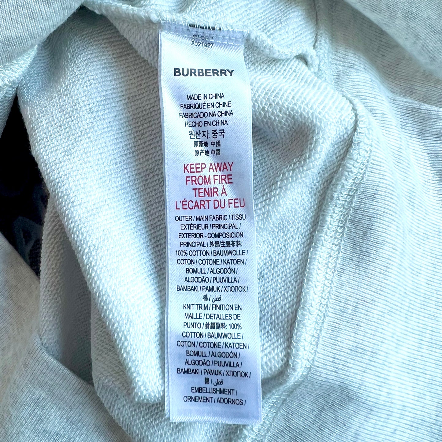 (Pre-loved) Burberry LONDON Sweater 灰色衛衣 8Y