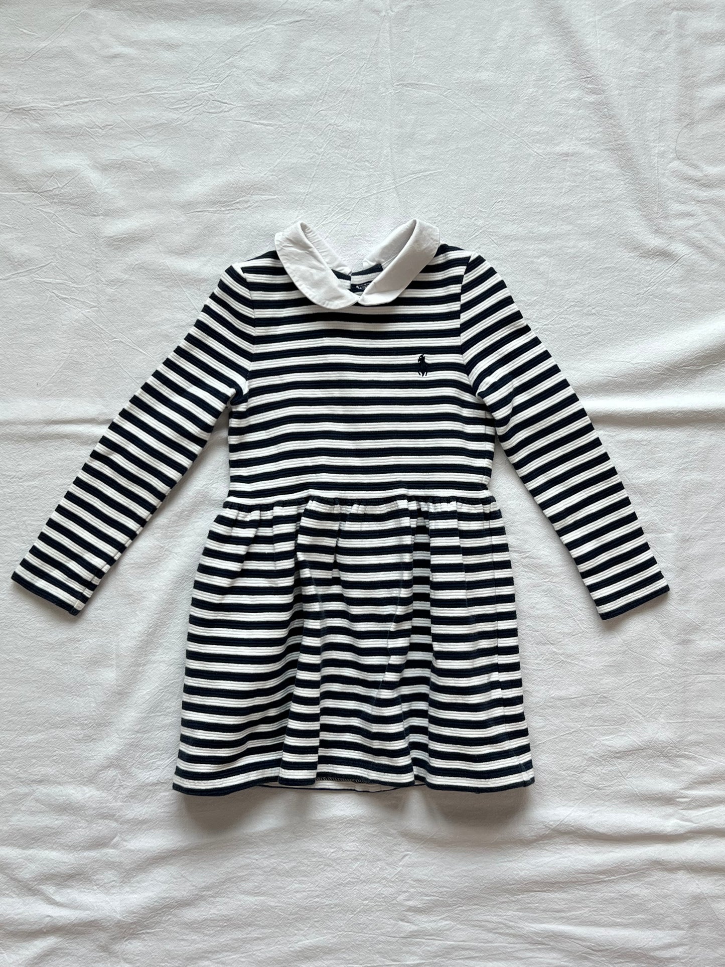 (Pre-loved) POLO Ralph Lauren Long Sleeve Dress 女童黑白條紋長袖連身裙 3T