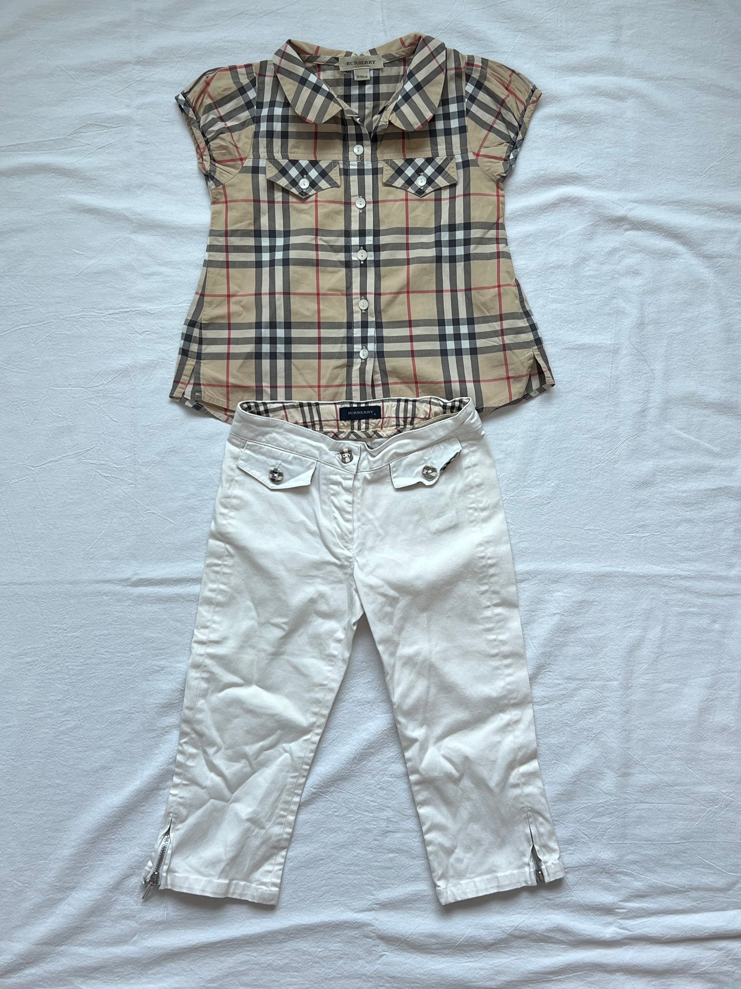 (Pre-loved) Burberry Short Sleeve Shirt Long Pants 女童短袖襯衫長褲 3Y 98