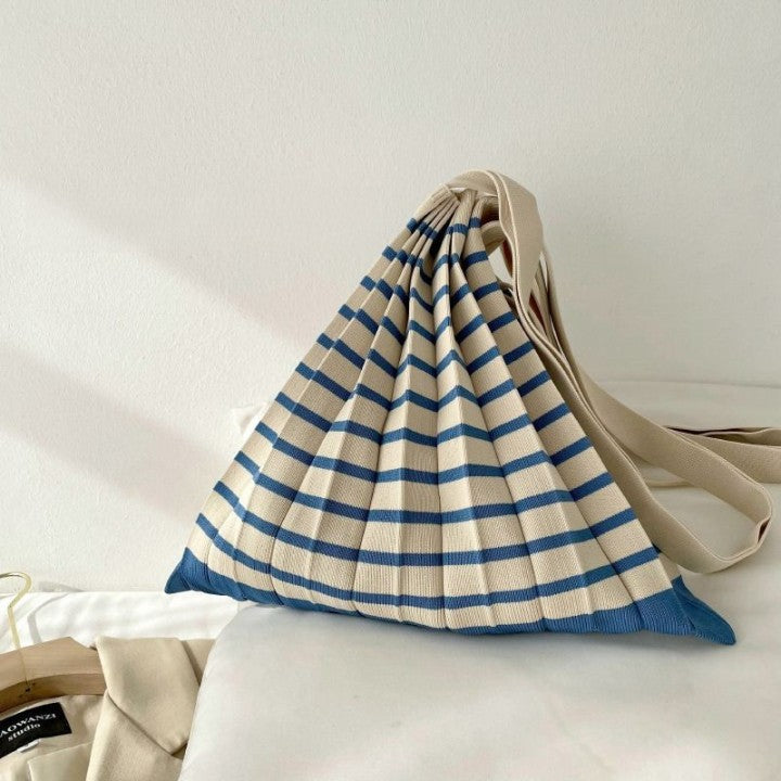 Tote Bag / Shoulder Bag 韓風/日系皺褶條紋束繩袋