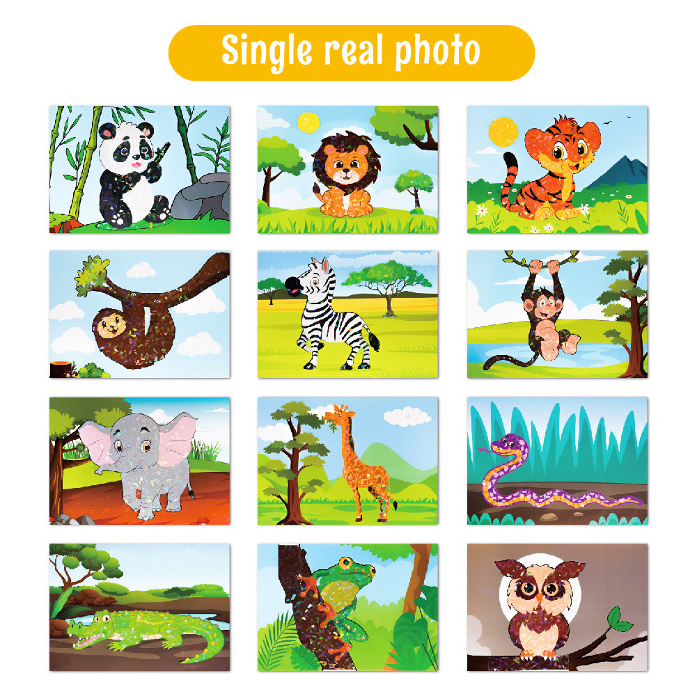 Educational Art Crafts Sticker By Number Book Animal 兒童手作貼紙書 動物