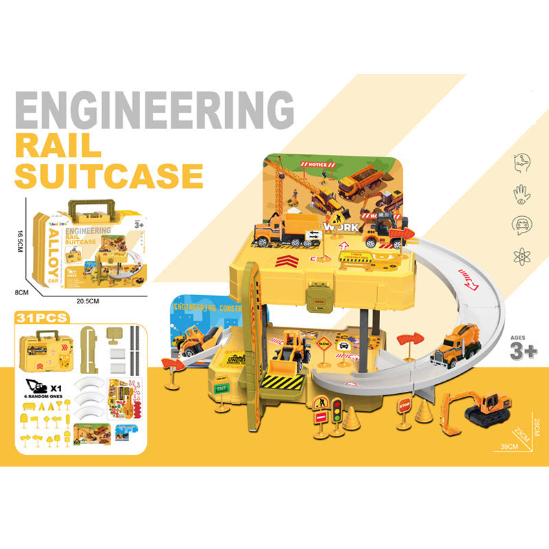 Track Vehicle Playset 跑車消防軍事軌道賽車玩具手提箱