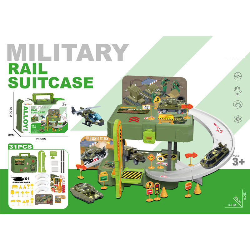 Track Vehicle Playset 跑車消防軍事軌道賽車玩具手提箱