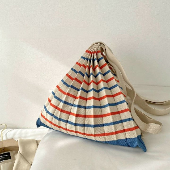Tote Bag / Shoulder Bag 韓風/日系皺褶條紋束繩袋