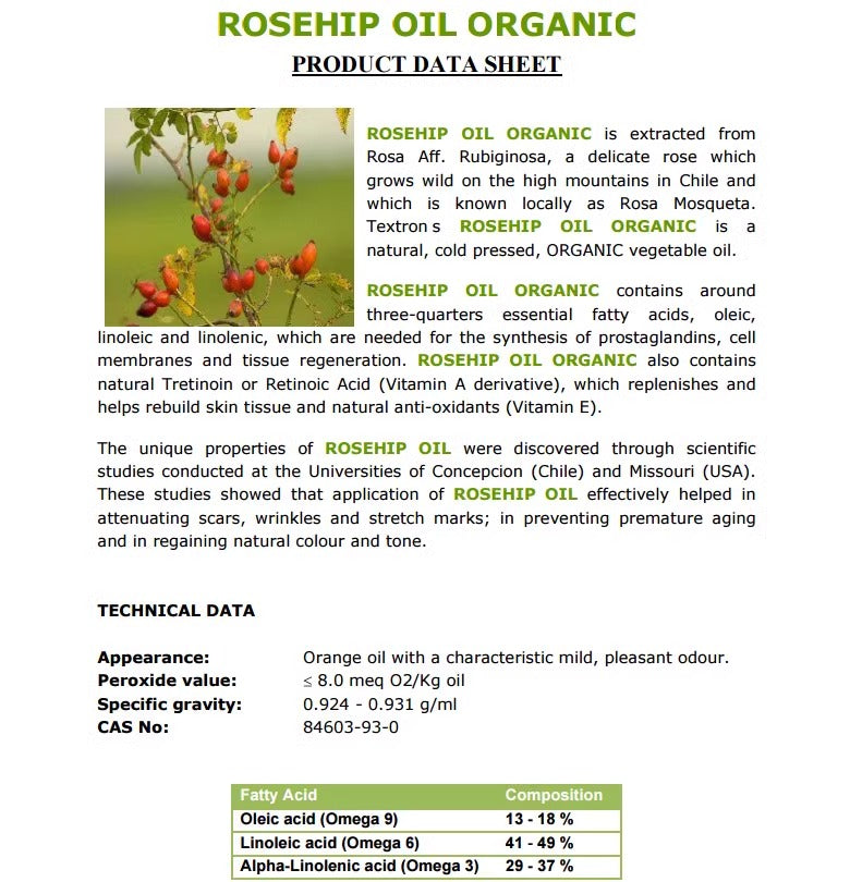 Refined Rose Hip Seed Oil 精製玫瑰果籽油