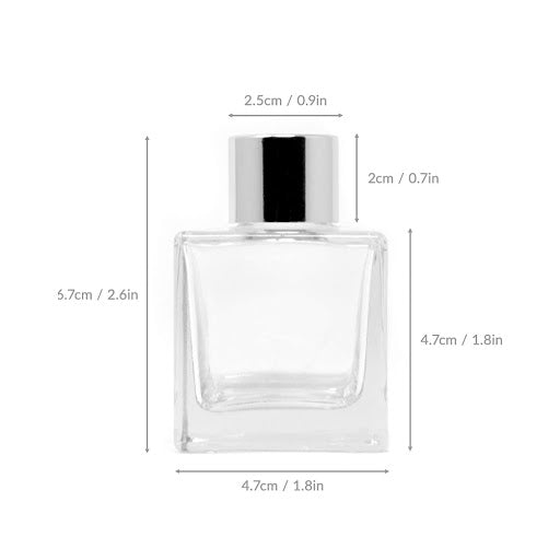 50ml Square Diffuser Glass bottle 方形玻璃擴香瓶 (連蓋及內塞)