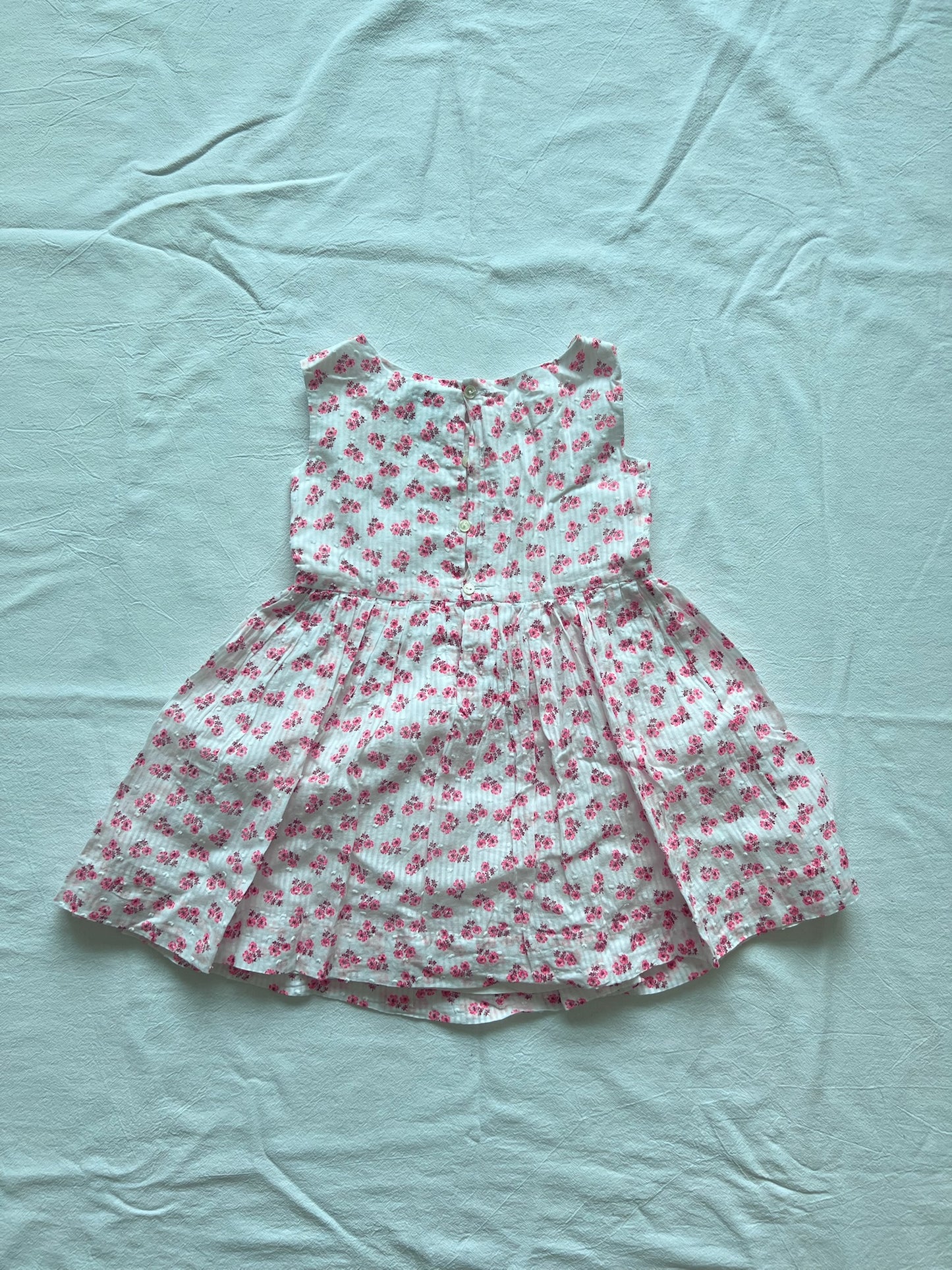 (Pre-loved) Bonpoint White with Pink Floral Sleeveless Dress