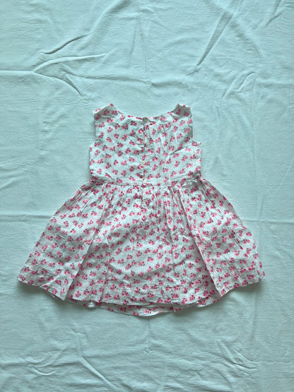 (Pre-loved) Bonpoint White with Pink Floral Sleeveless Dress