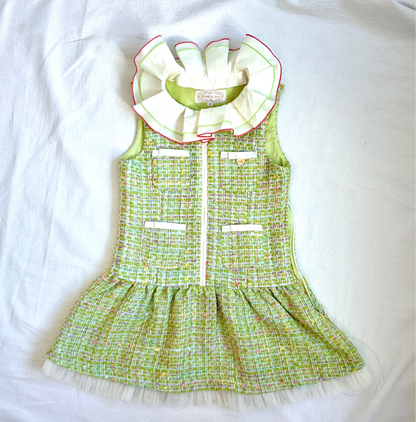 (Pre-loved) Nicolas & Bear Green Tweed SleevelessDress 綠色毛呢裙 3Y