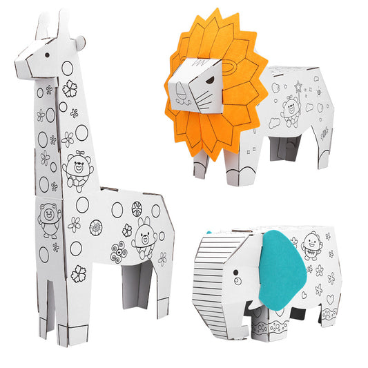 3D Cardboard Colouring Play Sets 3D紙板著色玩具套裝 (動物系列)