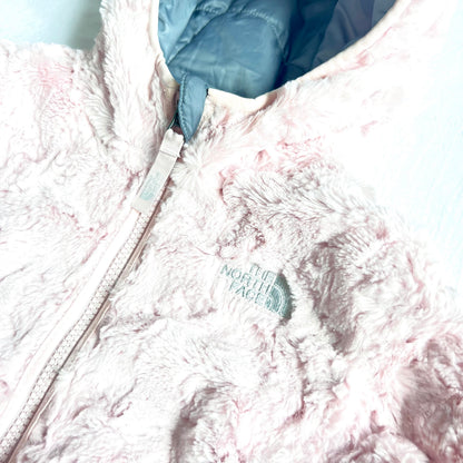 (Pre-loved) The North Face Pink Grey 2-sided Down Jacket 雙面連帽外套 3Y