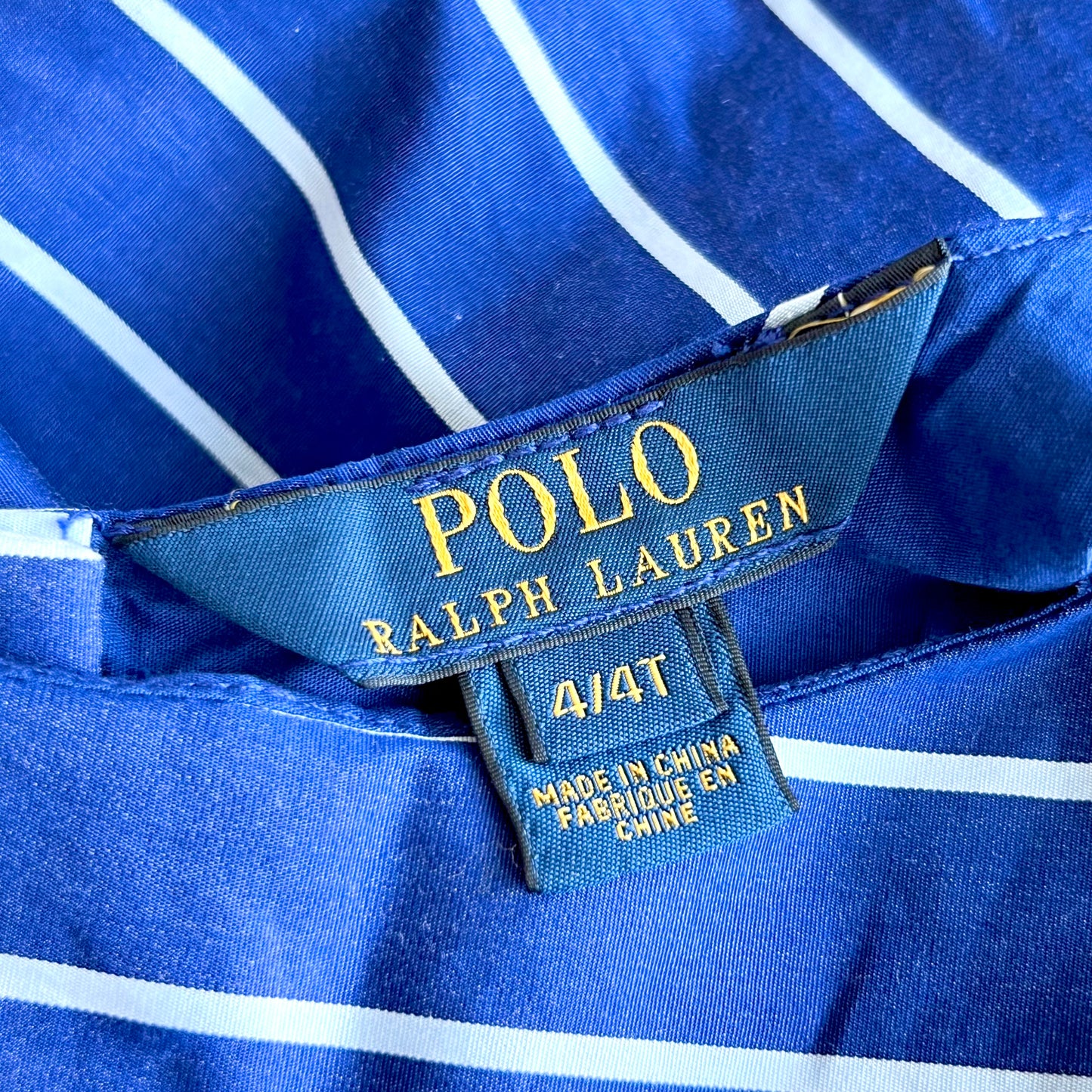 (Pre-loved) Polo Ralph Lauren Navy Blue Sleeveless Dress 藍色間條無袖裙 4Y