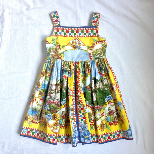 (Pre-loved) D&G Girls Blue & Yellow Taormina Summer Dress 女童藍黃色印花夏日連身裙 3Y