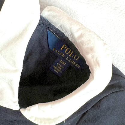 (Pre-loved) Polo Ralph Lauren Navy White Collared Fit & Flare Dress 女童短袖有領縐綢連身裙 4T