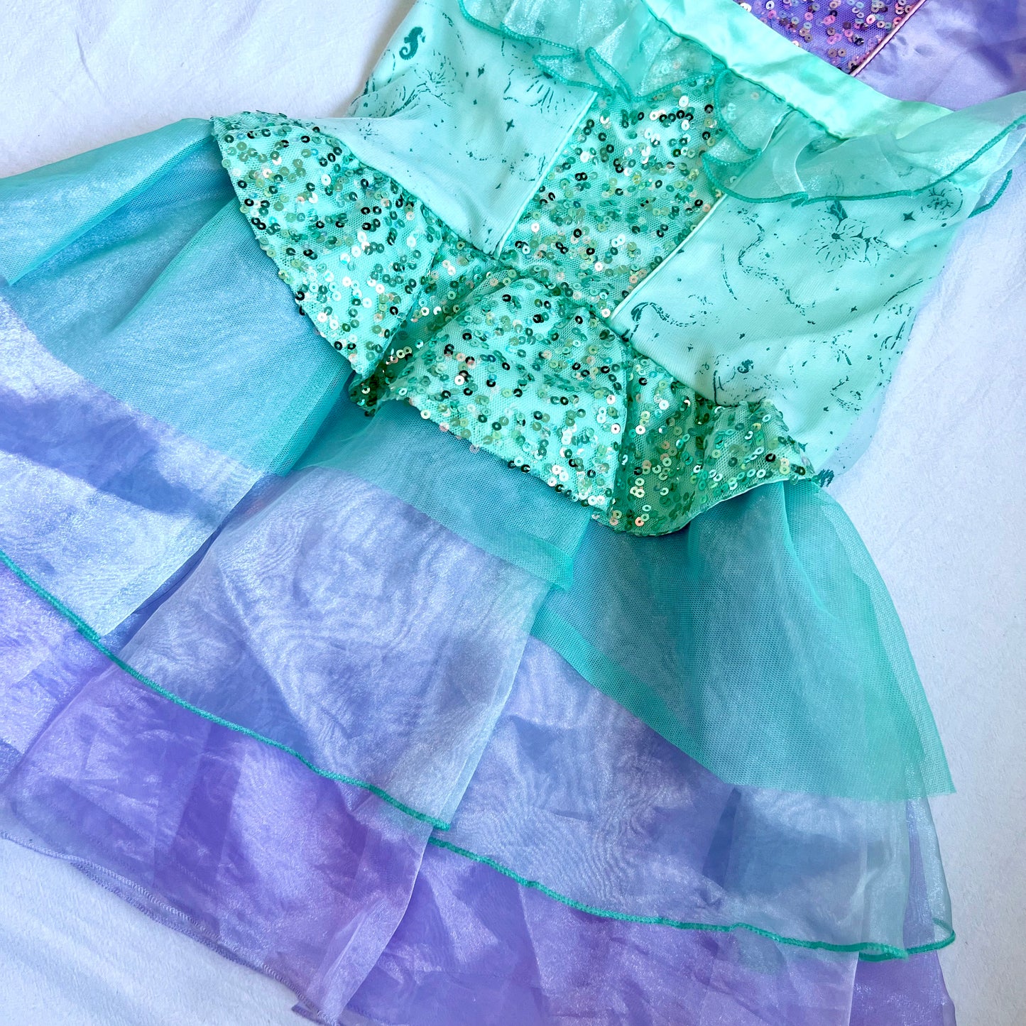 (Pre-loved) Disney Costume Ariel Mermaid 2-pieces Dress Set 迪士尼美人魚艾莉兒公主裙 4Y