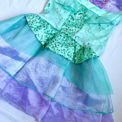 (Pre-loved) Disney Costume Ariel Mermaid 2-pieces Dress Set 迪士尼美人魚艾莉兒公主裙 4Y