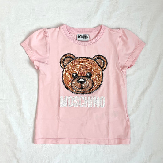 (Pre-loved) Moschino Pink Bling Bear T-Shirt 粉紅色熊仔頭短袖衫 4Y