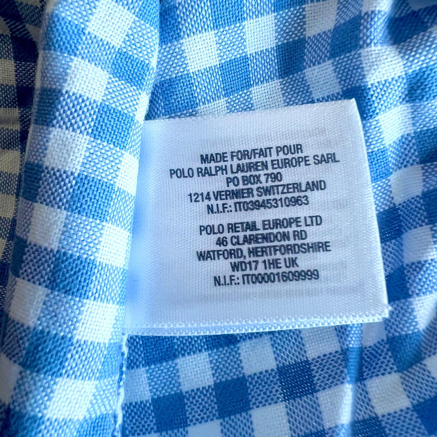 (Pre-loved) Polo Ralph Lauren Shirt 藍白格紋棉質襯衫 24M