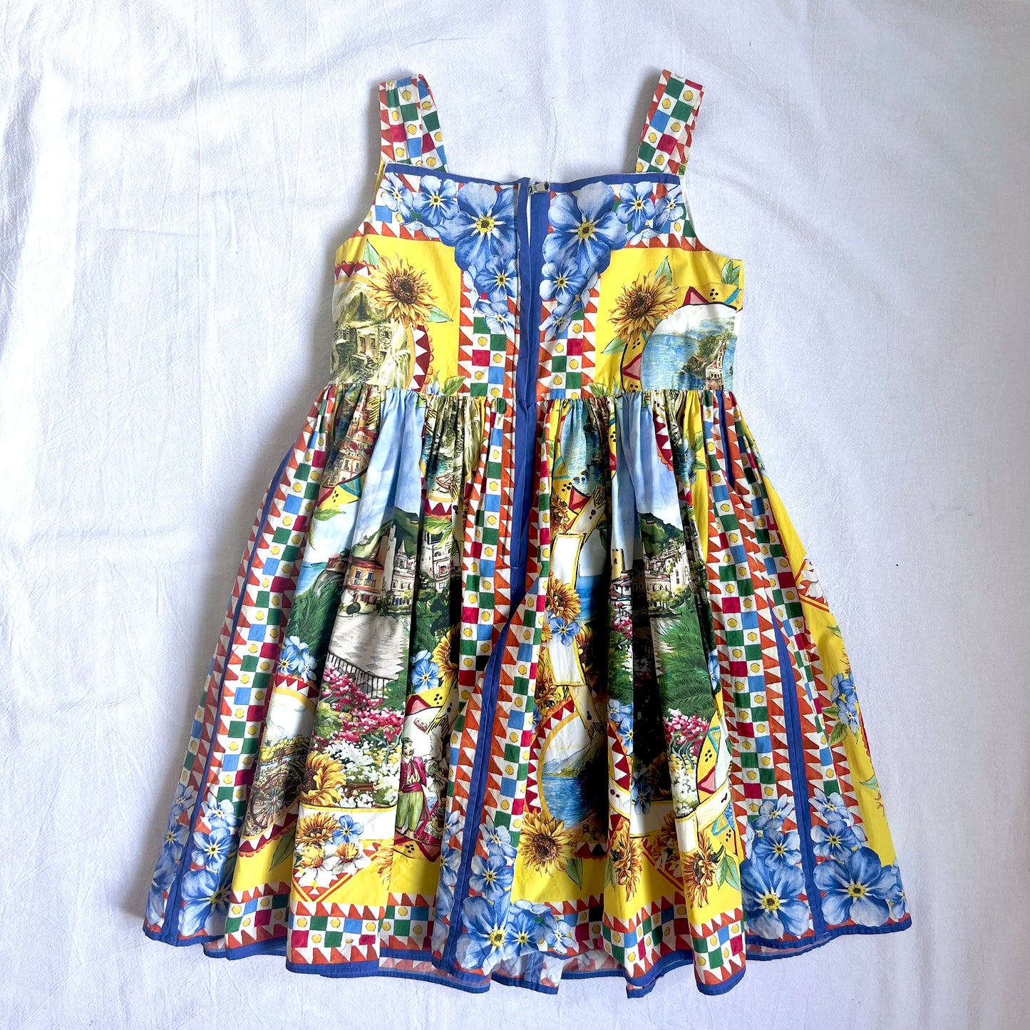 (Pre-loved) D&G Girls Blue & Yellow Taormina Summer Dress 女童藍黃色印花夏日連身裙 3Y