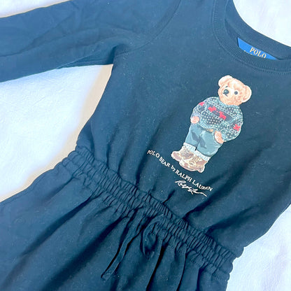 (Pre-loved) Polo Ralph Lauren Black Bear Long Sleeve Dress 小熊黑色長袖裙 3T