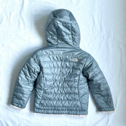 (Pre-loved) The North Face Pink Grey 2-sided Down Jacket 雙面連帽外套 3Y
