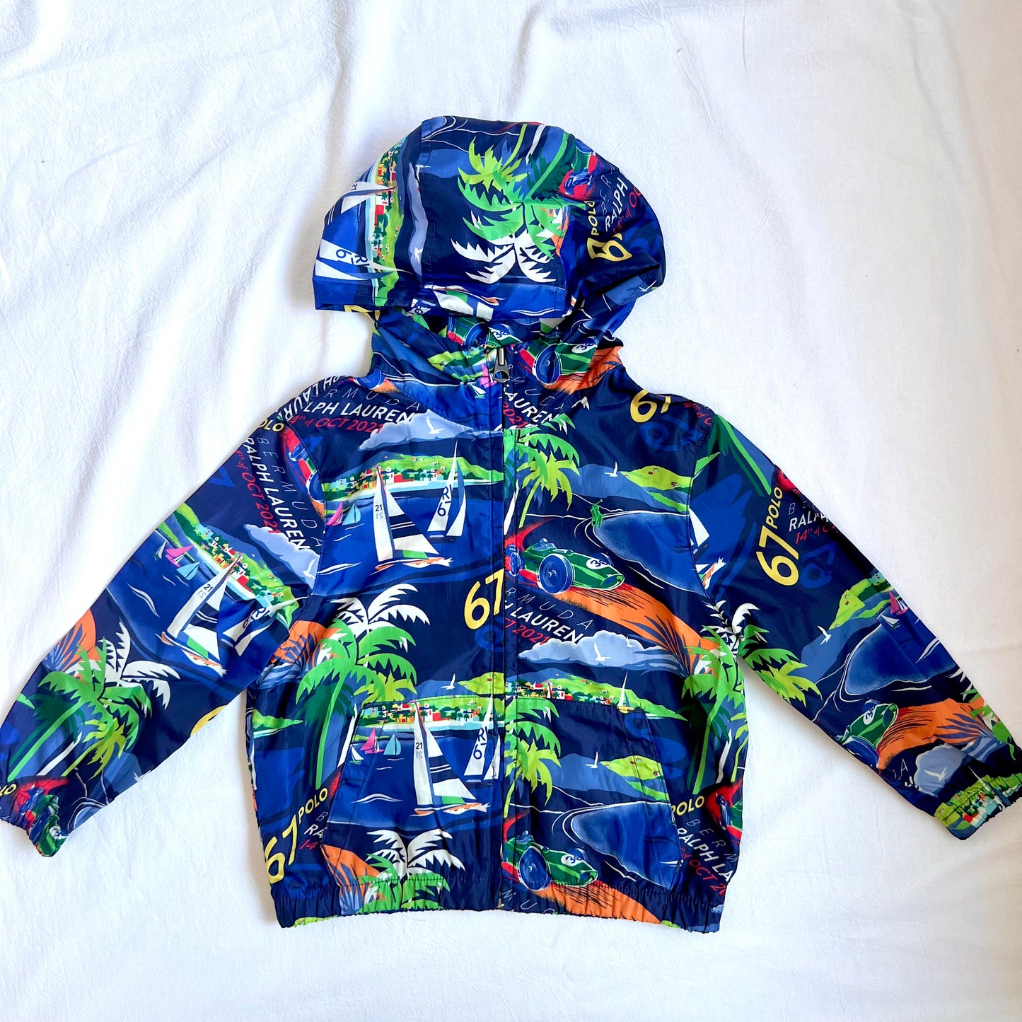 (Pre-loved) Polo Ralph Lauren Windbreaker Jacket Kids Bermuda Print Blue 兒童百慕達印花藍色風褸外套 3T