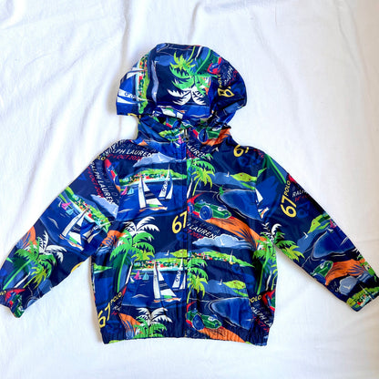 (Pre-loved) Polo Ralph Lauren Windbreaker Jacket Kids Bermuda Print Blue 兒童百慕達印花藍色風褸外套 3T