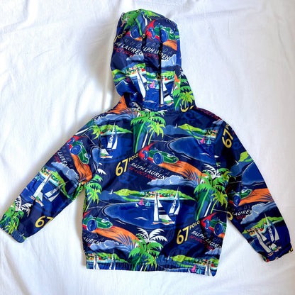 (Pre-loved) Polo Ralph Lauren Windbreaker Jacket Kids Bermuda Print Blue 兒童百慕達印花藍色風褸外套 3T
