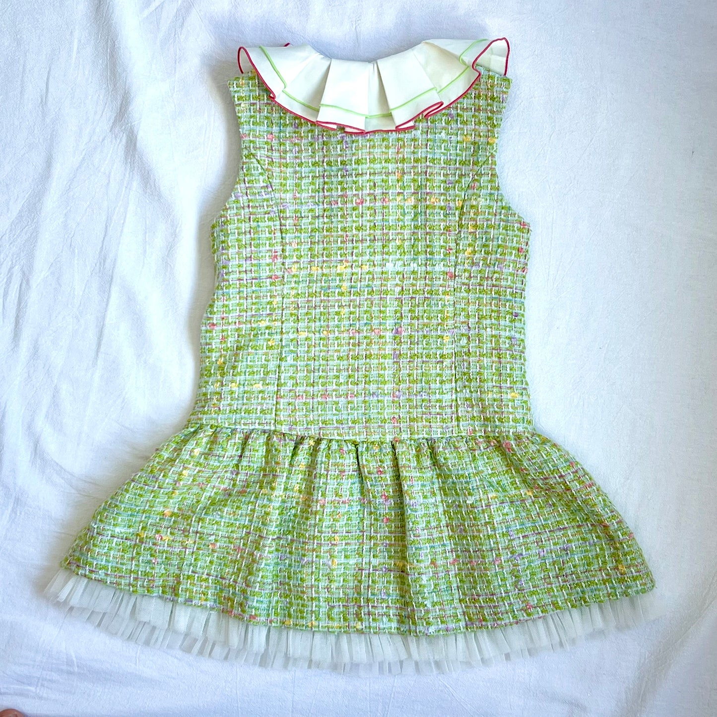 (Pre-loved) Nicolas & Bear Green Tweed SleevelessDress 綠色毛呢裙 3Y