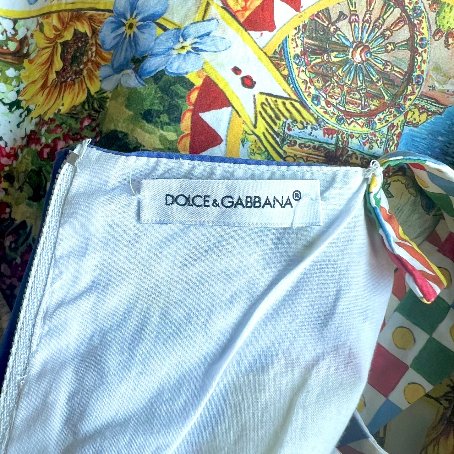 (Pre-loved) D&G Girls Blue & Yellow Taormina Summer Dress 女童藍黃色印花夏日連身裙 3Y