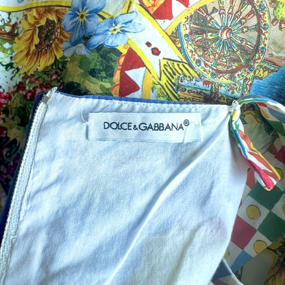 (Pre-loved) D&G Girls Blue & Yellow Taormina Summer Dress 女童藍黃色印花夏日連身裙 3Y