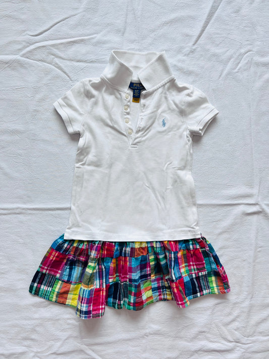 (Pre-loved) Polo Ralph Lauren white t-shirt chequered dress 白色恤衫格仔裙