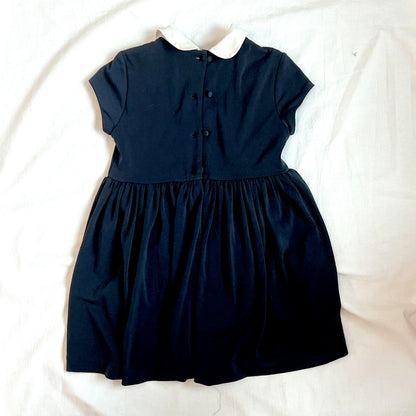 (Pre-loved) Polo Ralph Lauren Navy White Collared Fit & Flare Dress 女童短袖有領縐綢連身裙 4T