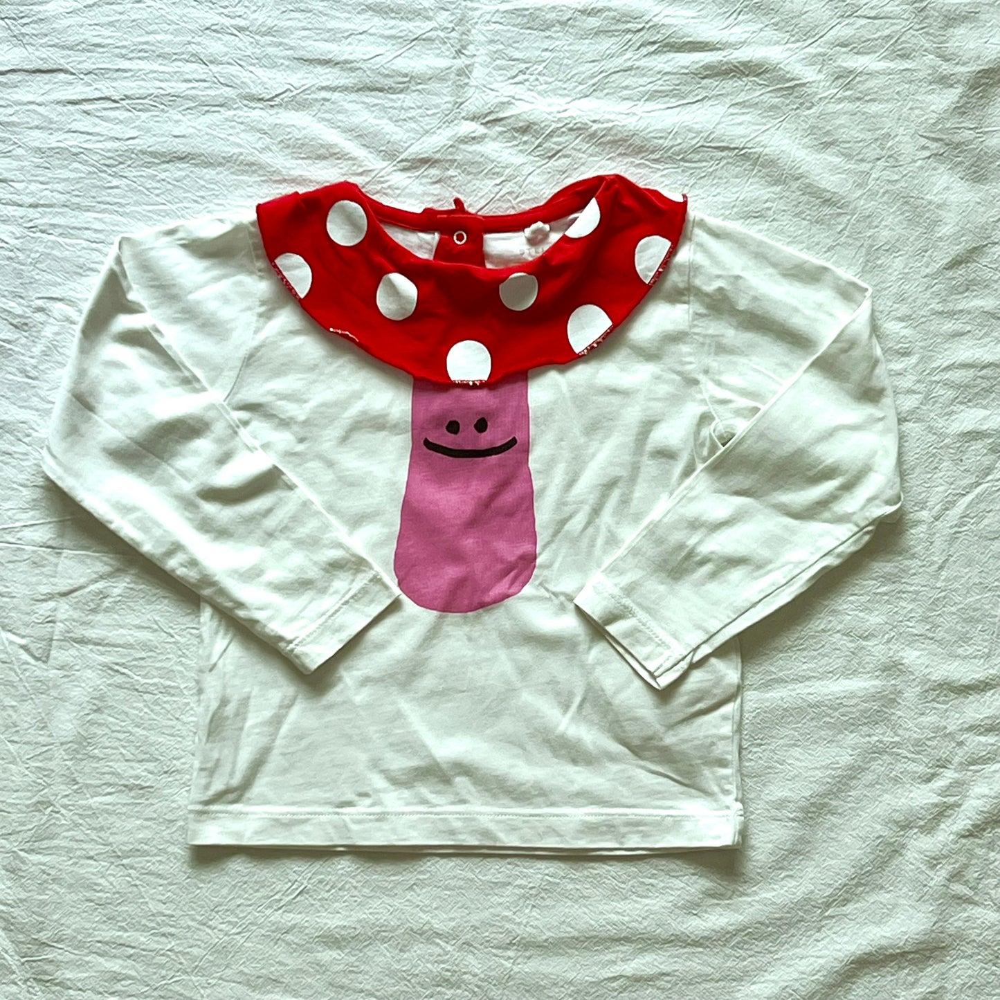(Pre-loved) Stella McCartney White Pink mushroom T-Shirt 女童白色長袖T恤 3Y