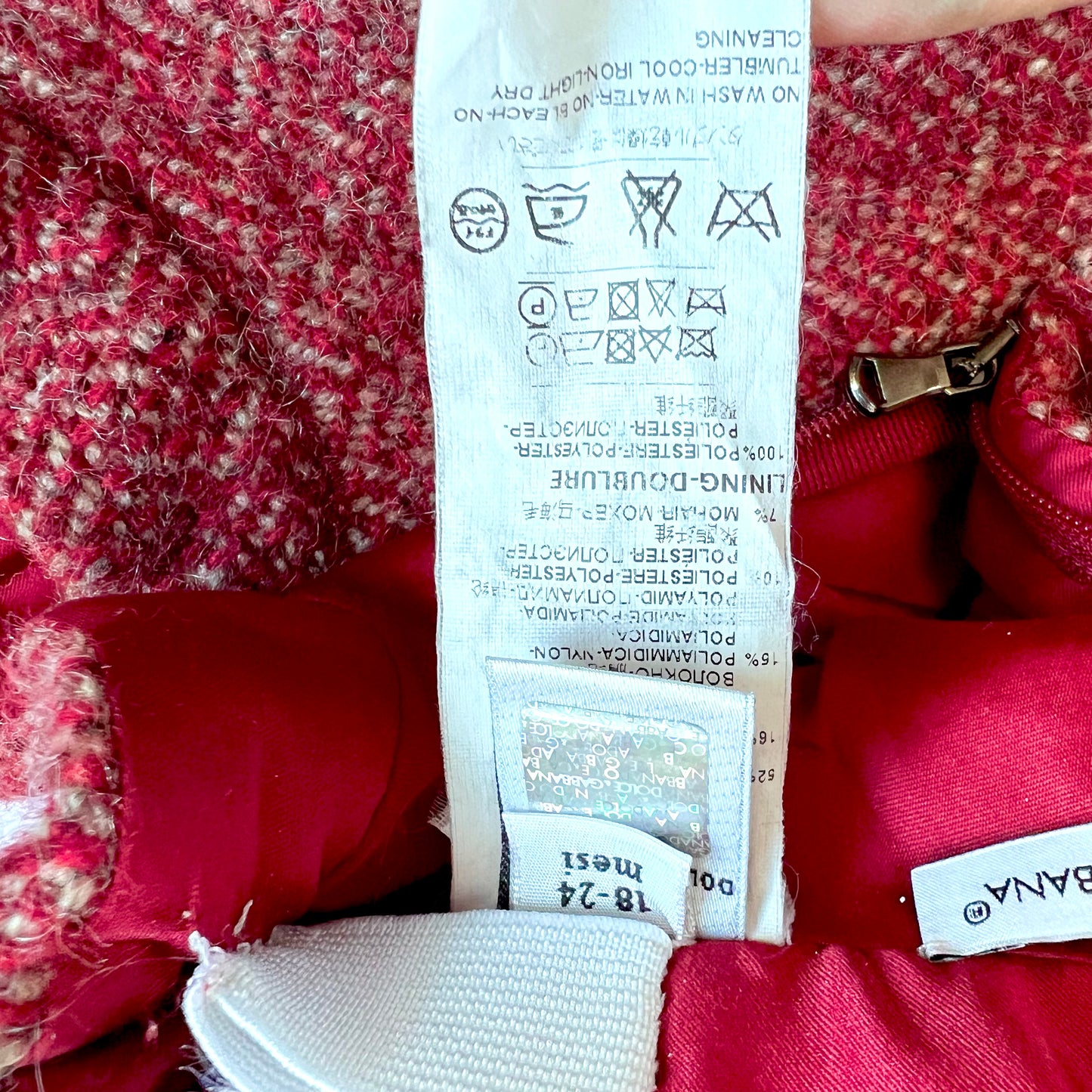 (Pre-loved) D&G Red Wool Skirt 酒紅色毛呢百褶裙 2Y