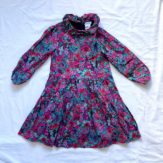 (Pre-loved) Jacadi Floral Causal Dress 女童深色碎花長袖裙 6Y