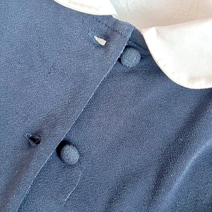 (Pre-loved) Polo Ralph Lauren Navy White Collared Fit & Flare Dress 女童短袖有領縐綢連身裙 4T